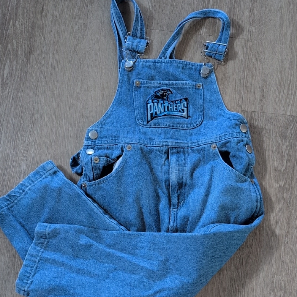 Vintage Carolina Panthers Denim Overalls NFL 4T